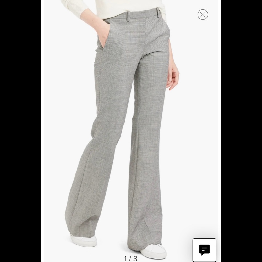 Theory Demitria 4 Houndstooth Flare Leg Stretch Wool Pants